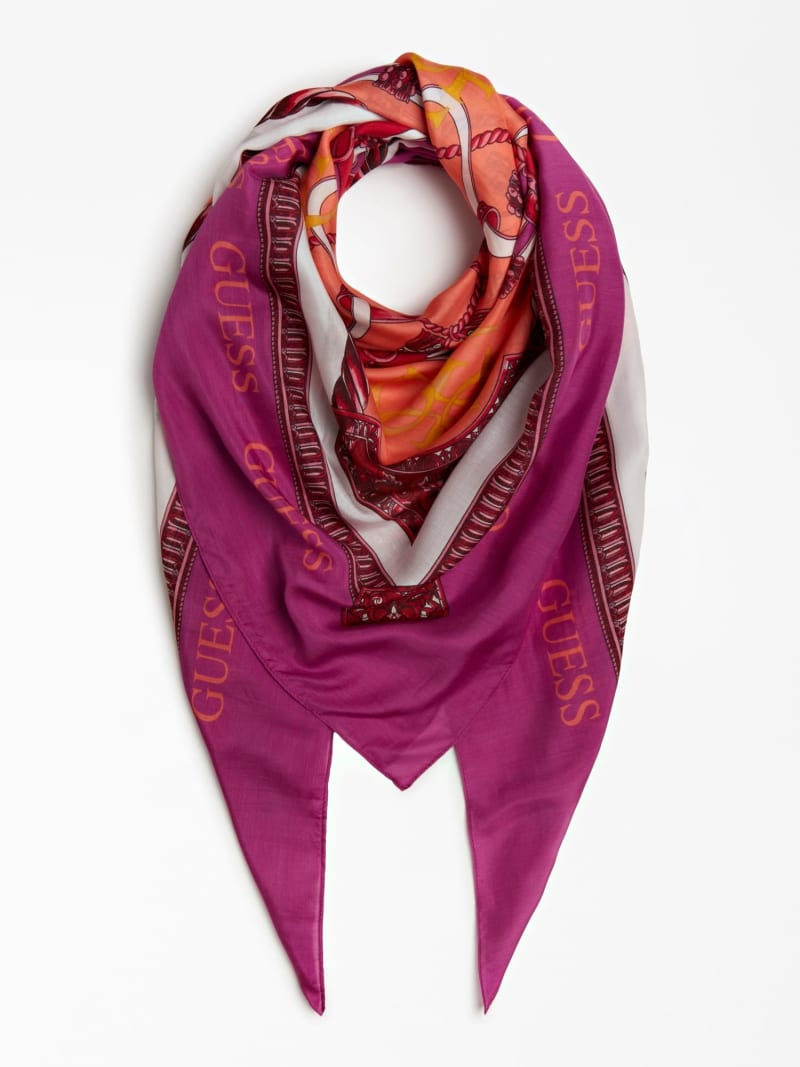 Fuchsia Women's Guess Monaco Silk Scarves | 2703819-HJ