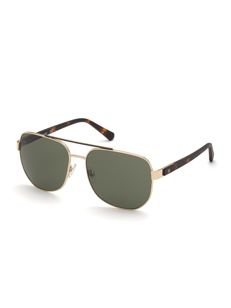 Gold / Green Men's Guess Marlon Navigator Sunglasses | 1805764-OZ