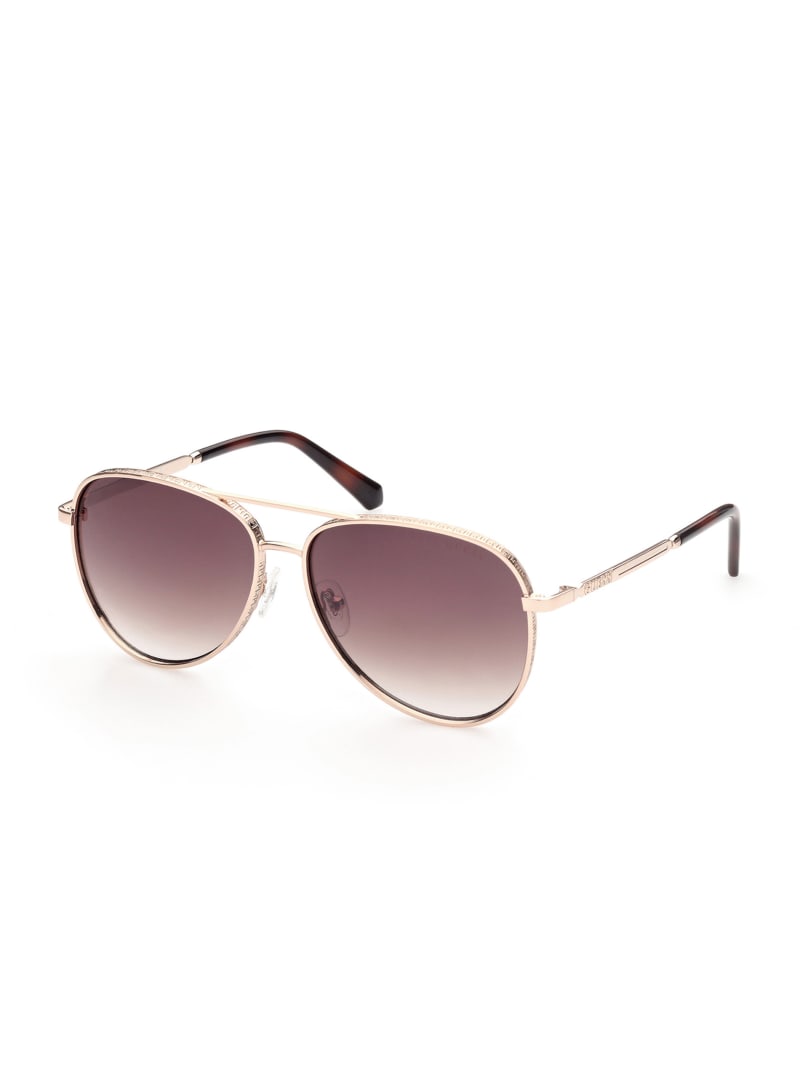 Gold Men's Guess Aviator Sunglasses | 2548019-IH