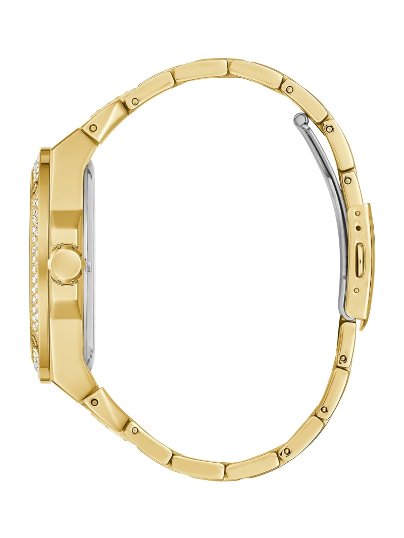 Gold Men's Guess Gold-Tone Exposed Dial Analog Watches | 5847169-YK