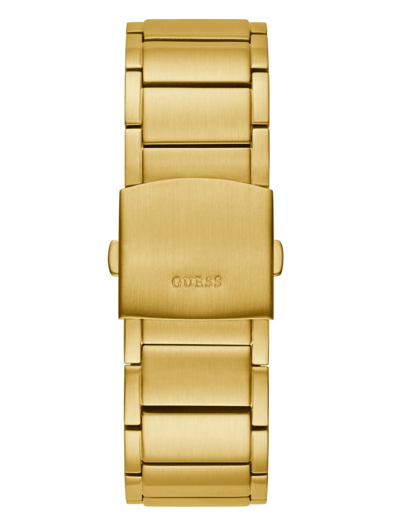 Gold Men's Guess Gold-Tone Exposed Dial Multifunction Watches | 6014297-PF