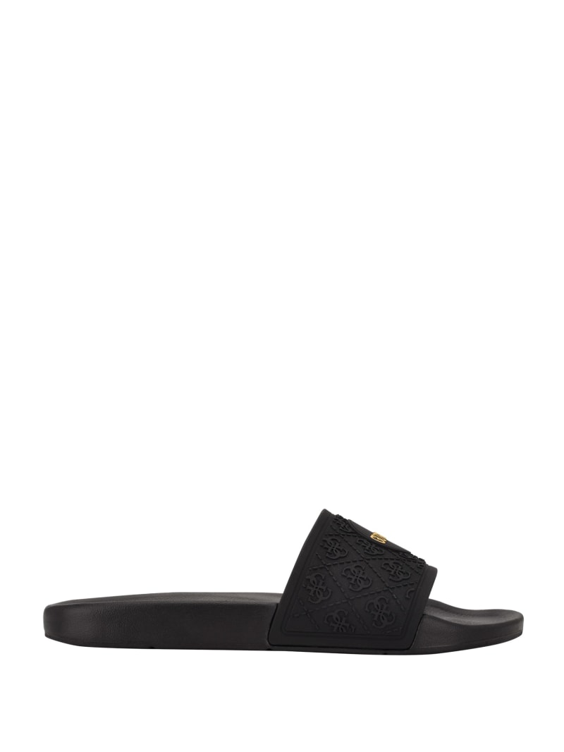 Gold Men's Guess Logo Print Slides | 4185296-AC