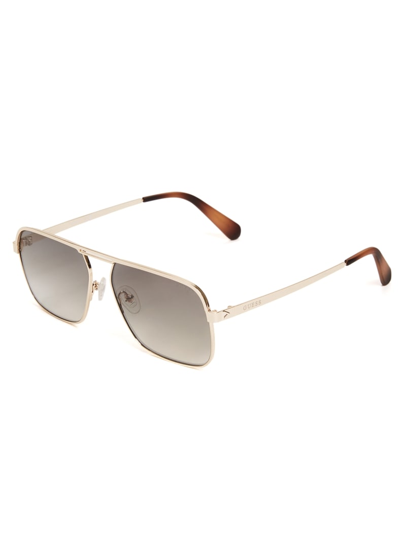 Gold Men's Guess Top Bar Aviator Sunglasses | 2793684-HX