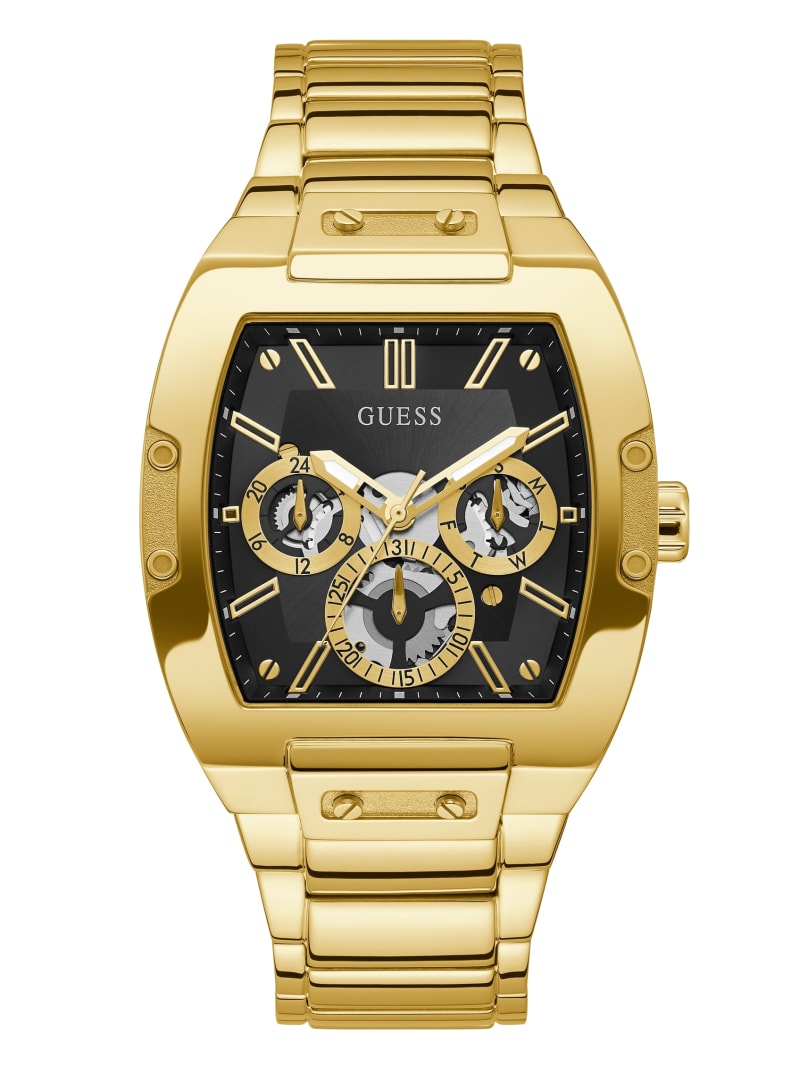 Gold Men\'s Guess and Gold-Tone Square Multifunction Watches | 4781205-EJ