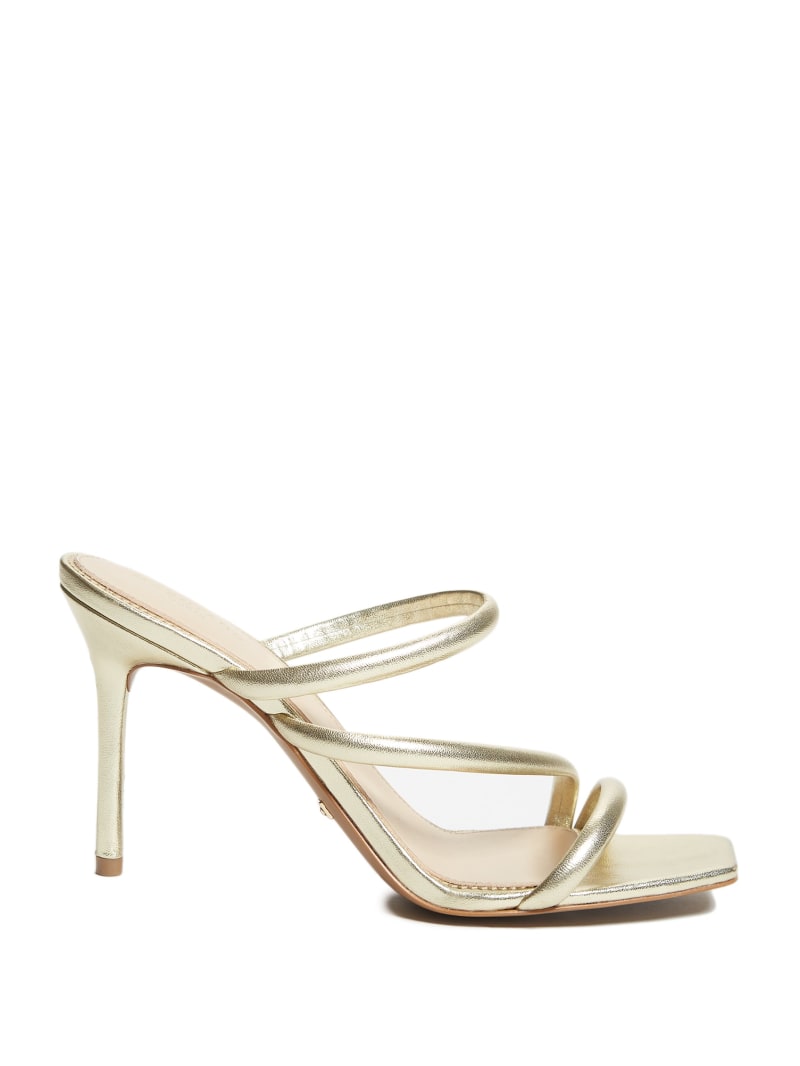 Gold Women's Guess Dorila Leather Strappy Sandals | 6197280-YG