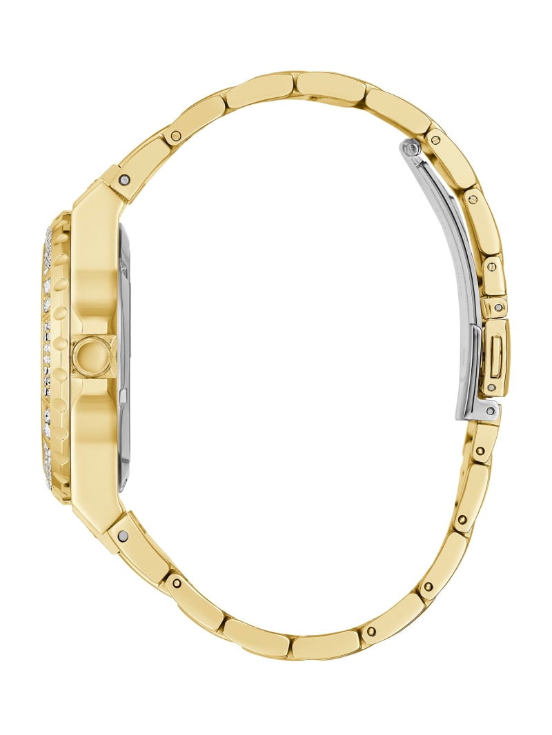 Gold Women's Guess Gold-Tone Exposed Dial Analog Watches | 7608342-LG