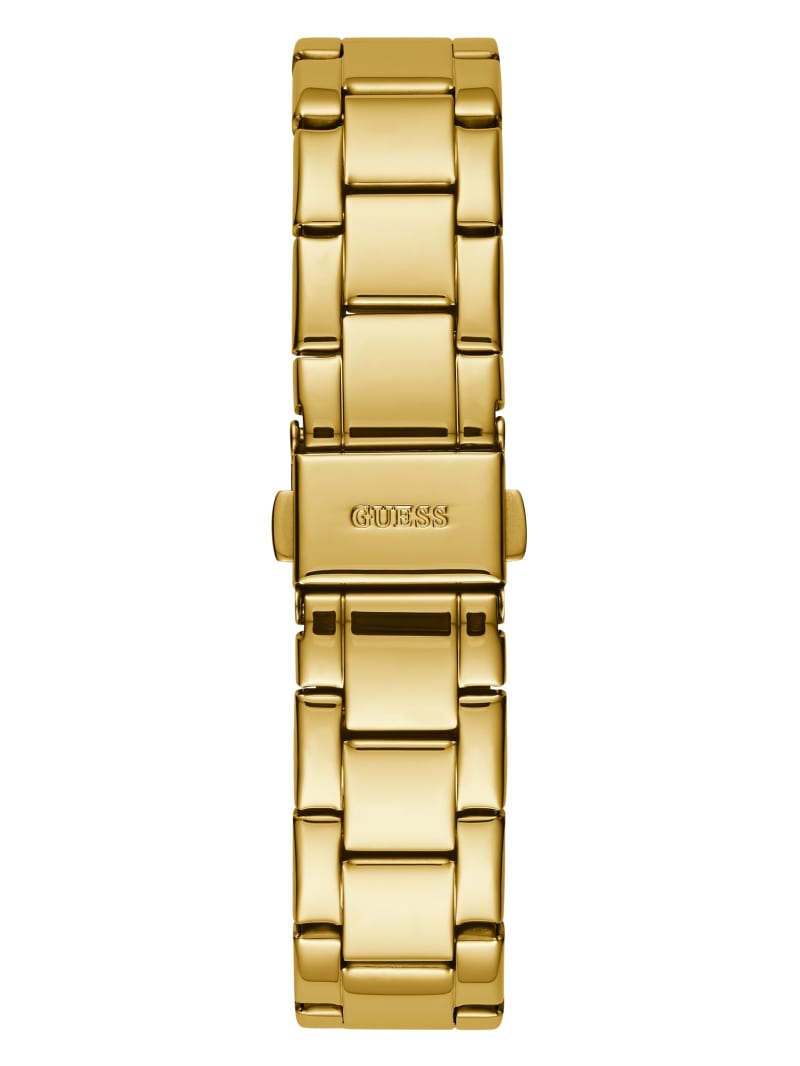 Gold Women's Guess Gold-Tone Glitter Logo Watches | 9821507-MF