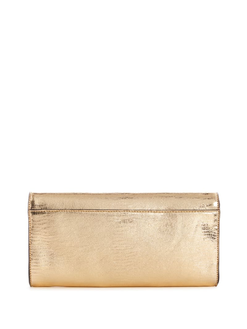 Gold Women's Guess Kyla Metallic Clutch Crossbody Bags | 1790642-UJ