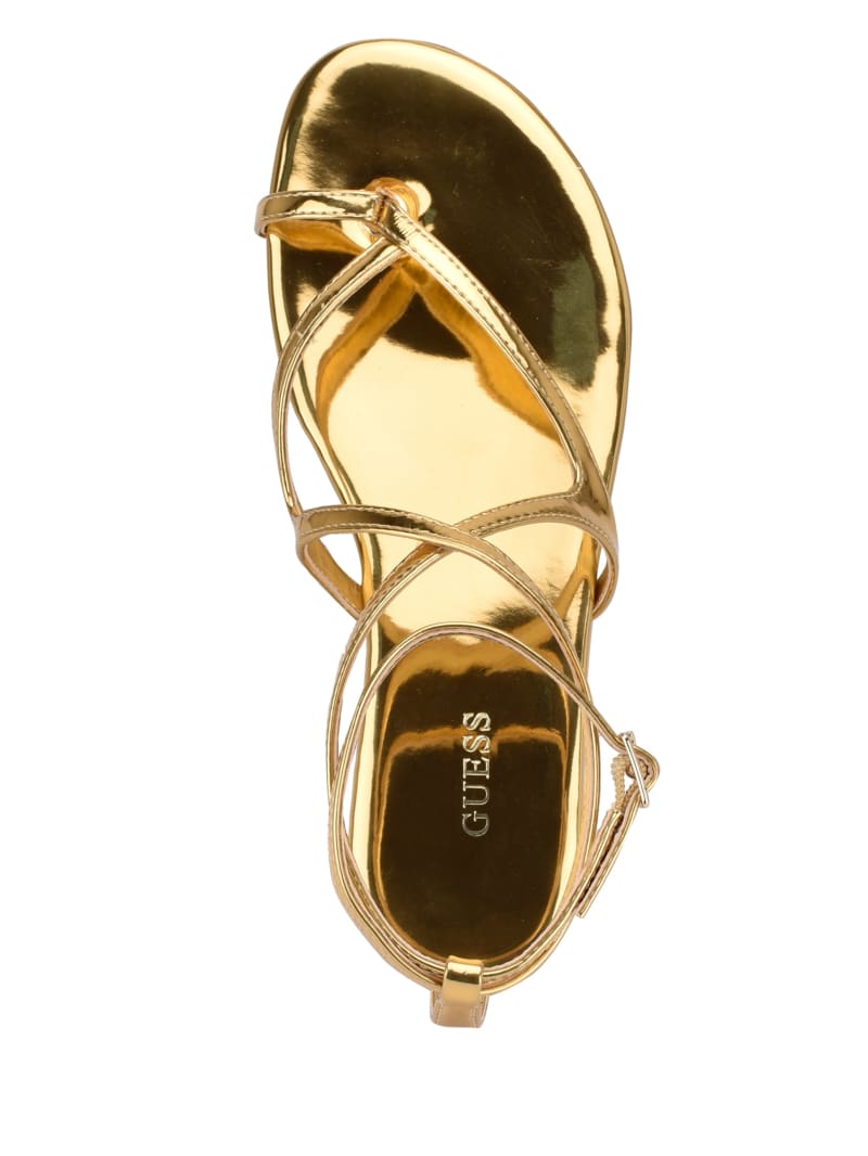 Gold Women's Guess Nalanie Strappy Sandals | 1549386-BU