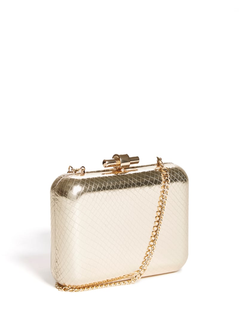 Gold Women's Guess Python Leather Clutch Handbag | 4130692-KB