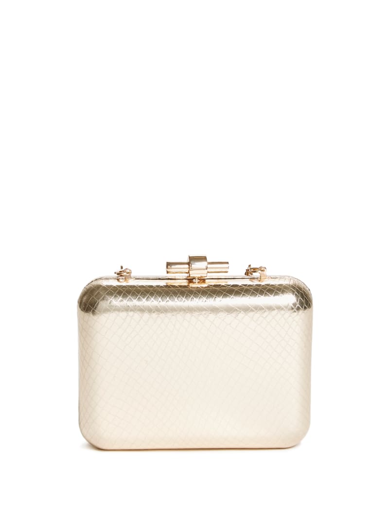 Gold Women's Guess Python Leather Clutch Handbag | 4130692-KB