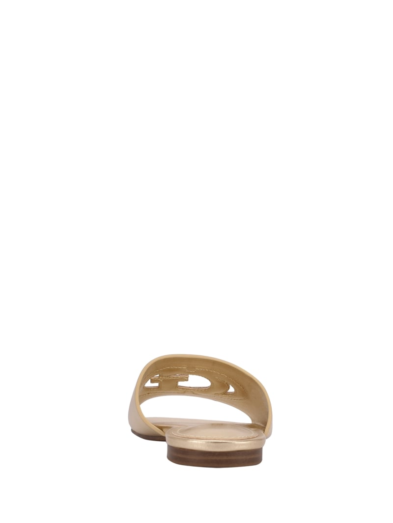 Gold Women's Guess Tashia Logo Slides | 6529038-SI