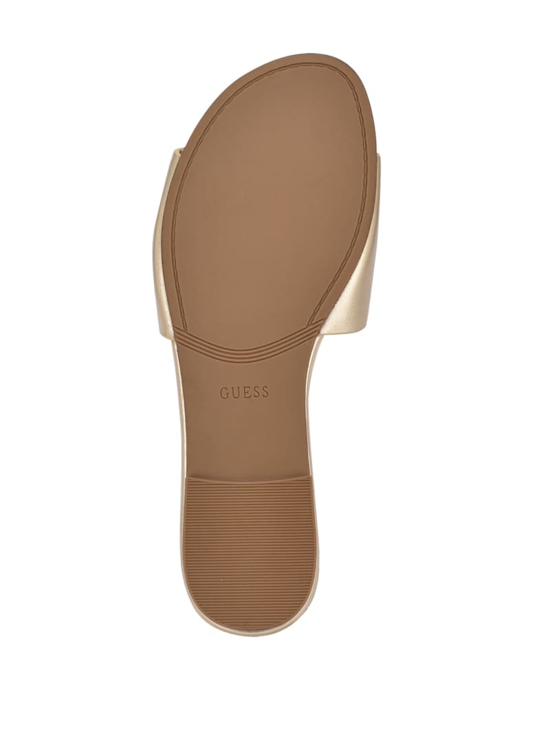 Gold Women's Guess Tashia Logo Slides | 6529038-SI