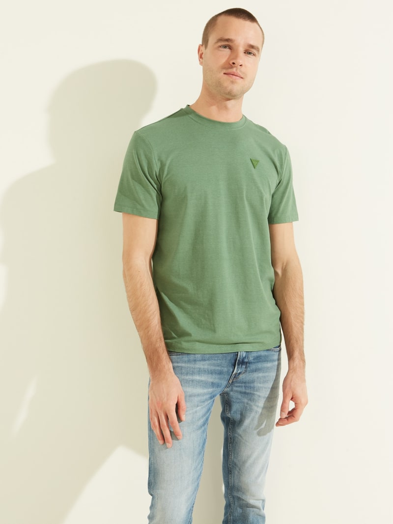 Green Men's Guess Eco Hedley Tee T Shirts | 9016784-KW