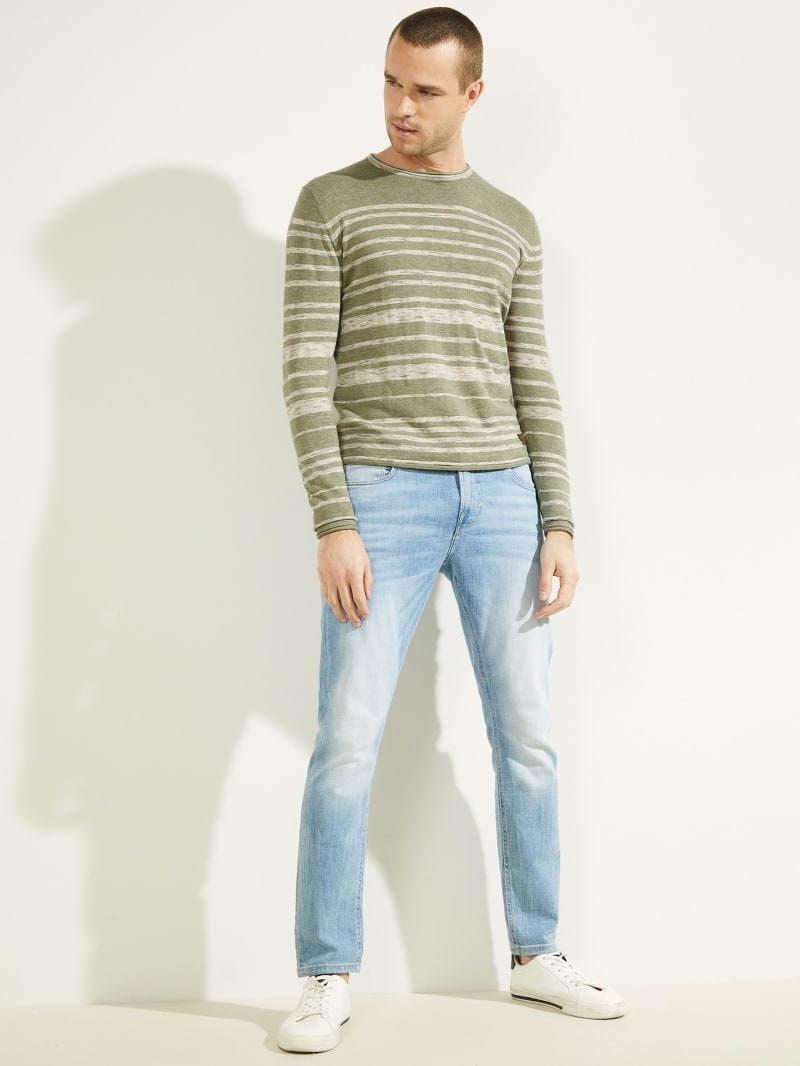 Green Men's Guess Nimbus Striped Sweaters | 9021543-VJ