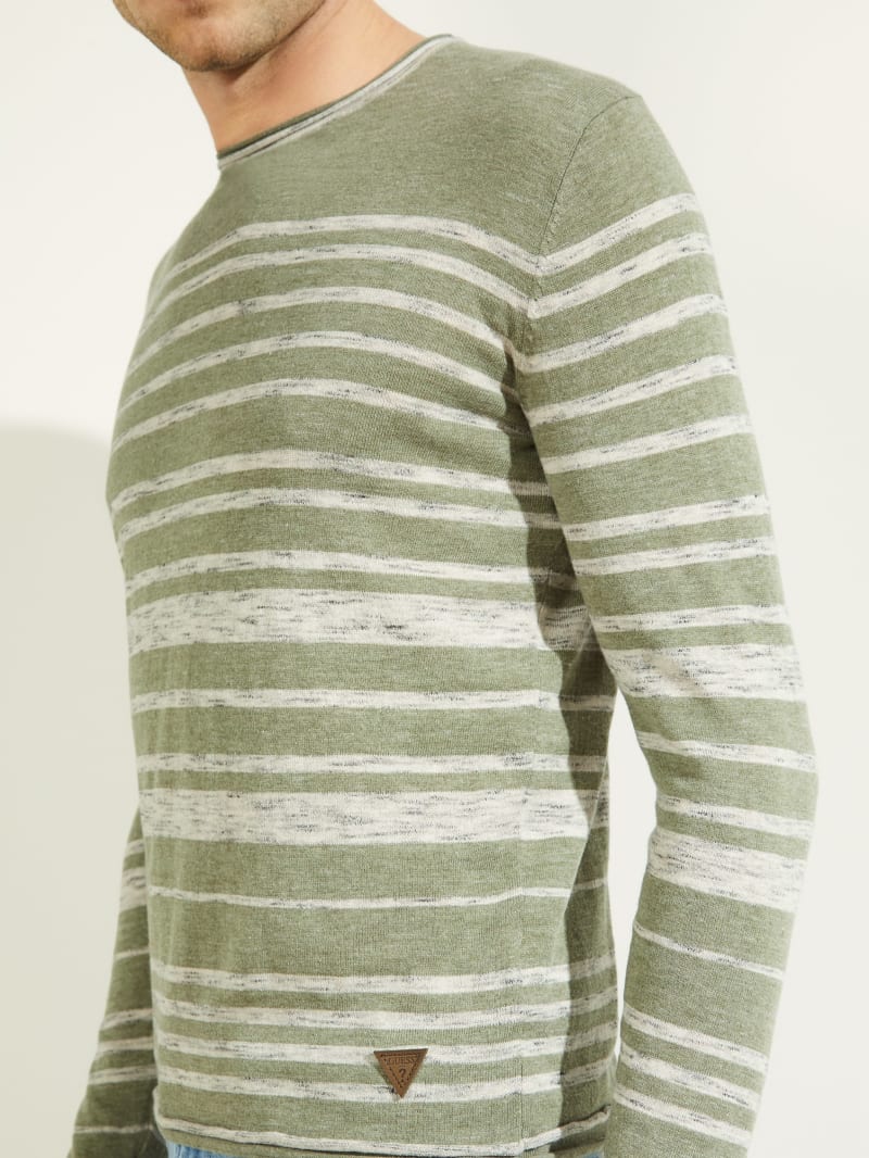 Green Men's Guess Nimbus Striped Sweaters | 9021543-VJ