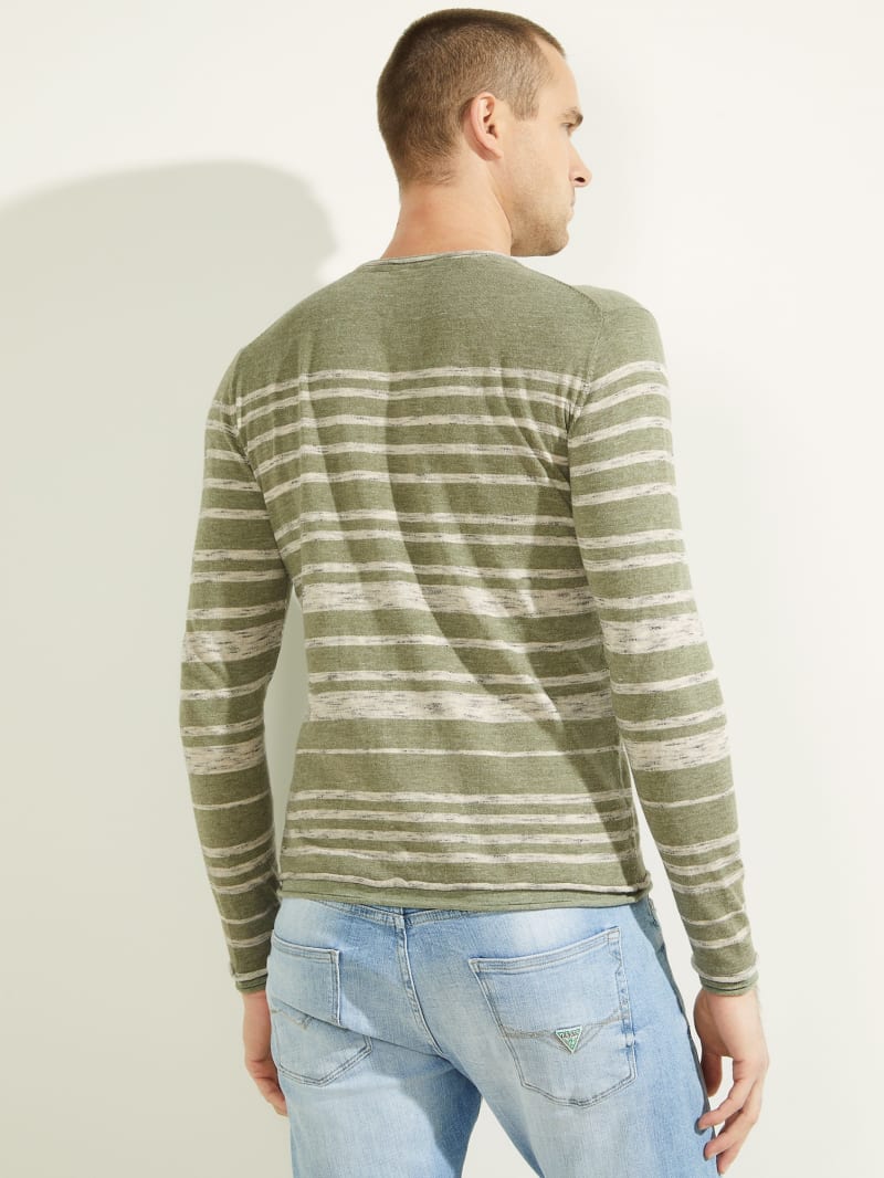 Green Men's Guess Nimbus Striped Sweaters | 9021543-VJ