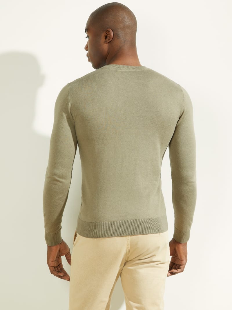 Green Men's Guess Norman Silk-Blend Sweaters | 2495380-IK