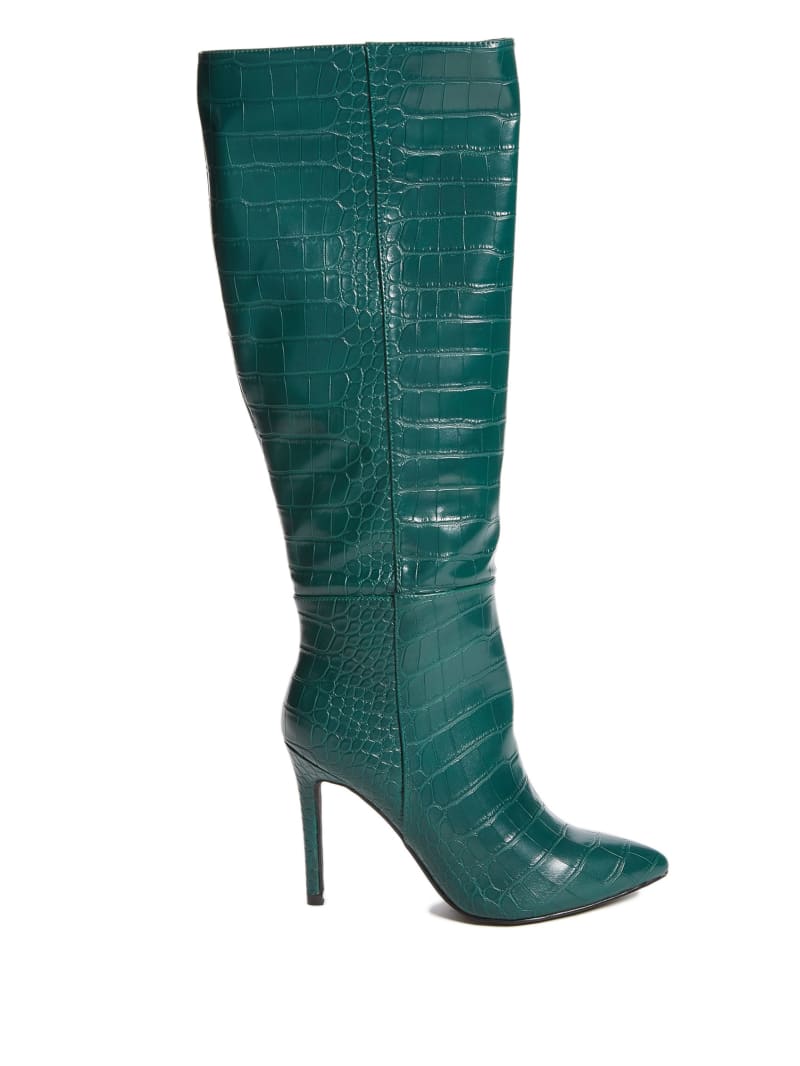 Green Women's Guess Croc Knee-High Boots | 6097124-HC