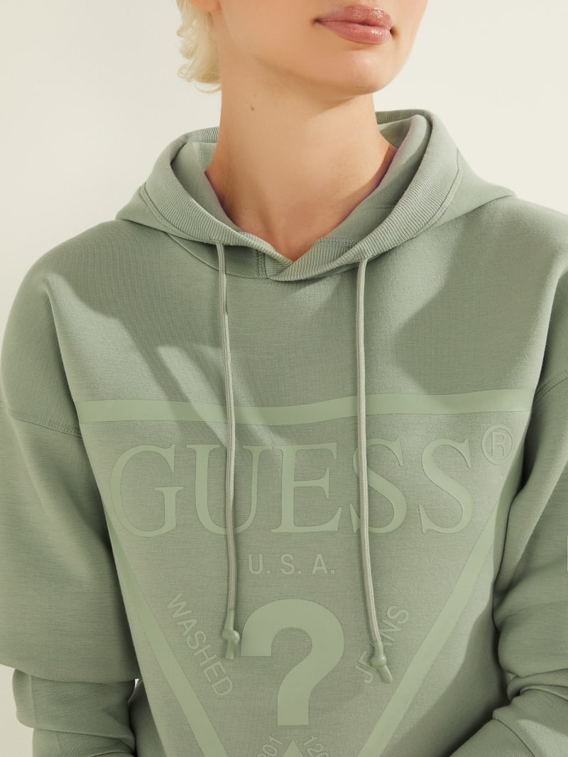 Green Women's Guess Eco Alisa Logo Hoodie | 5273984-JA