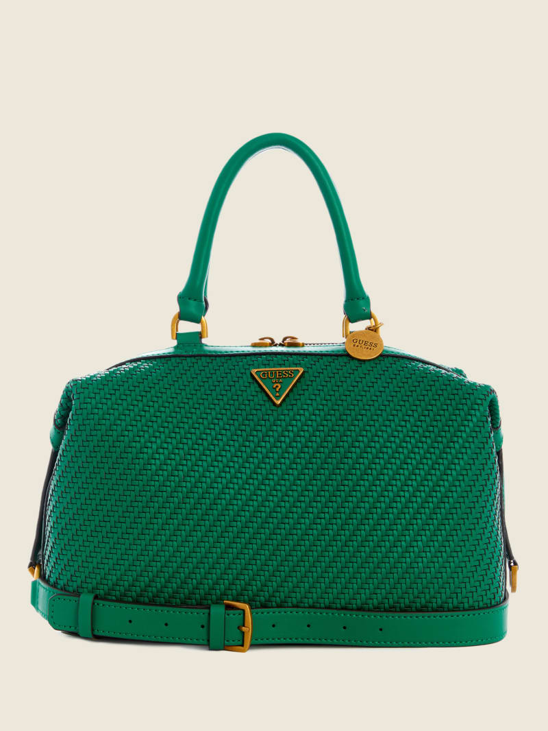 Green Women\'s Guess Hassie Soho Satchel Bags | 9831764-CQ
