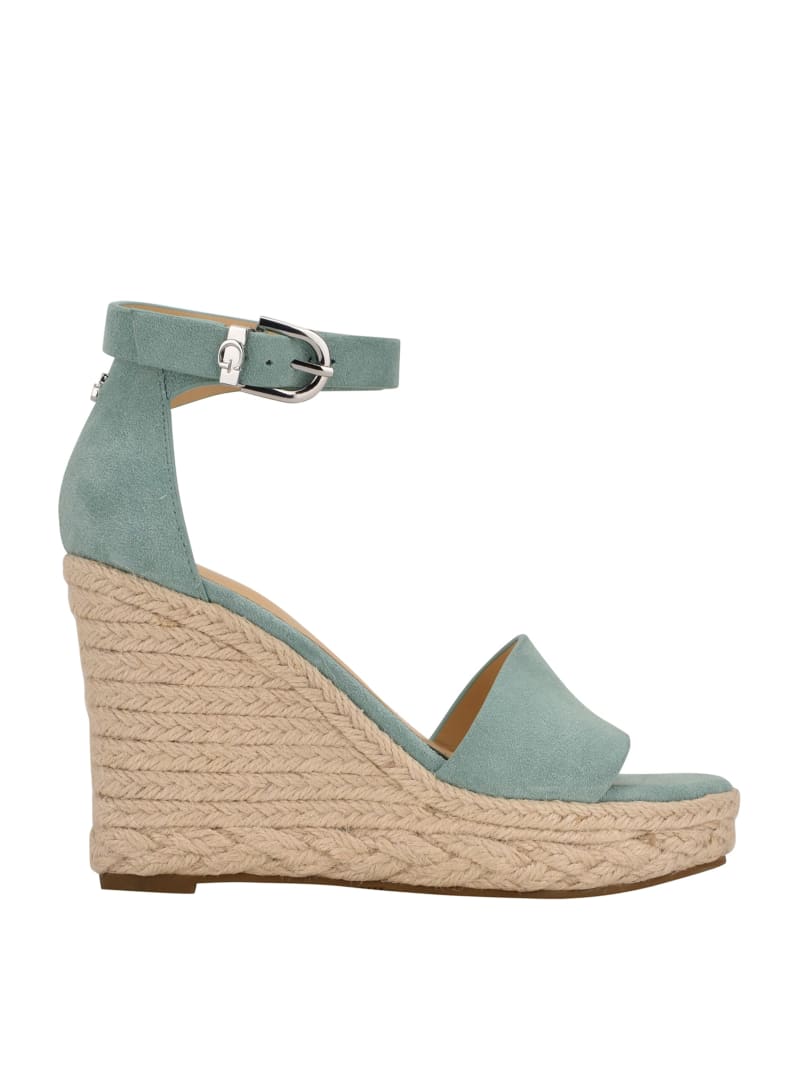 Green Women's Guess Hidy Suede Espadrille Wedges | 2153780-RV