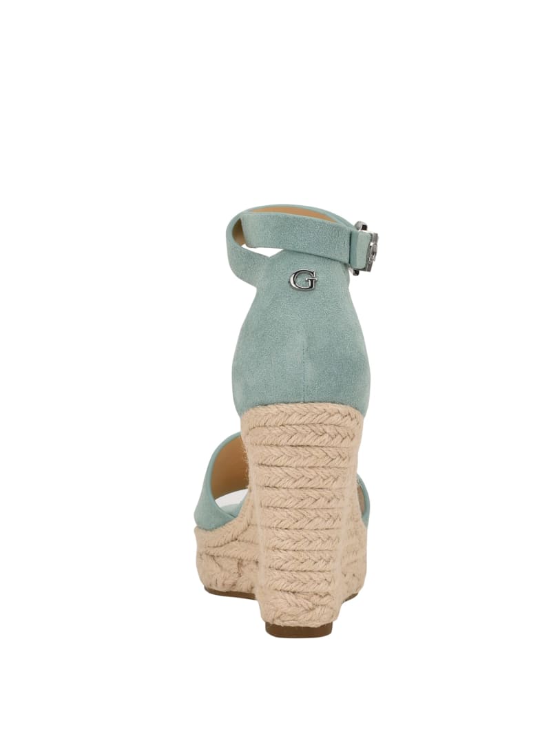 Green Women's Guess Hidy Suede Espadrille Wedges | 2153780-RV