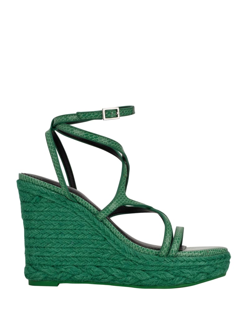 Green Women's Guess Hirani Strappy Espadrille Wedges | 9683052-WA