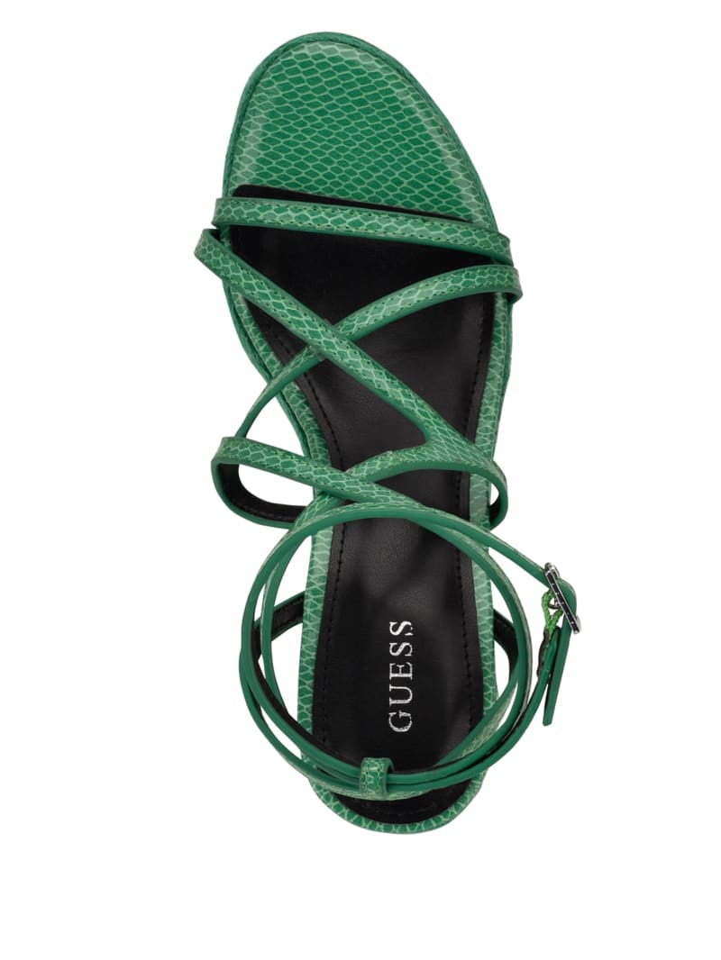 Green Women's Guess Hirani Strappy Espadrille Wedges | 9683052-WA