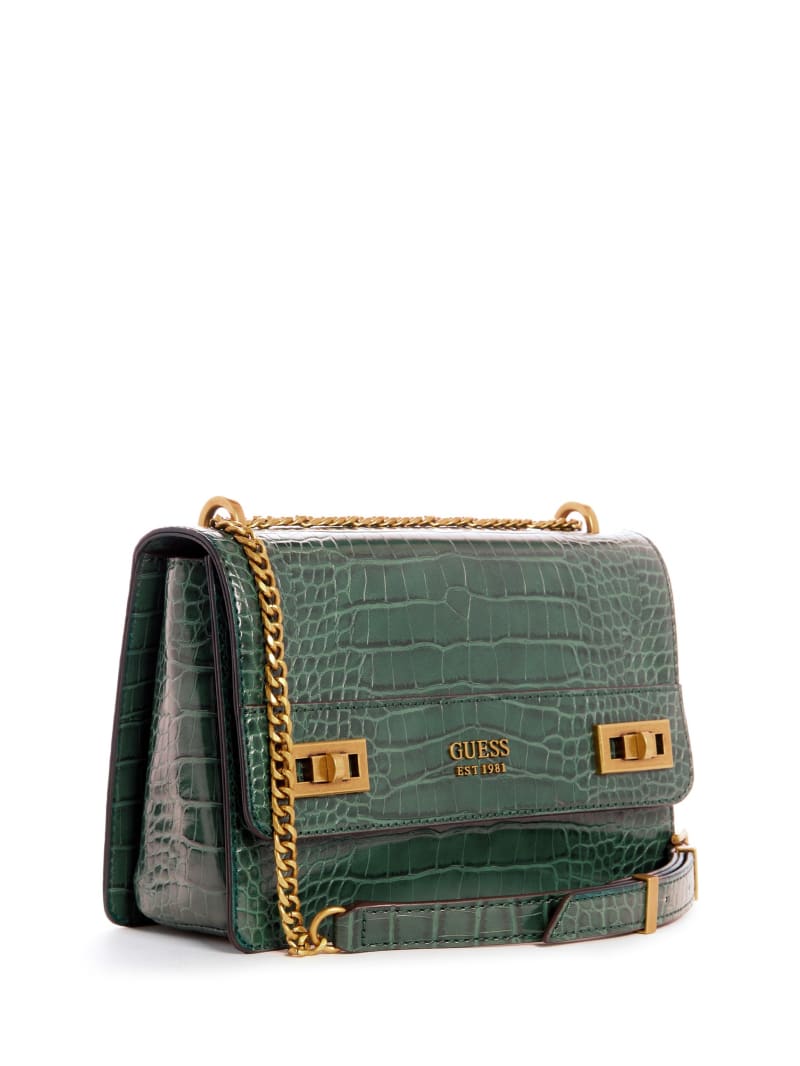 Green Women's Guess Katey Croc Convertible Crossbody Bags | 1458079-IN