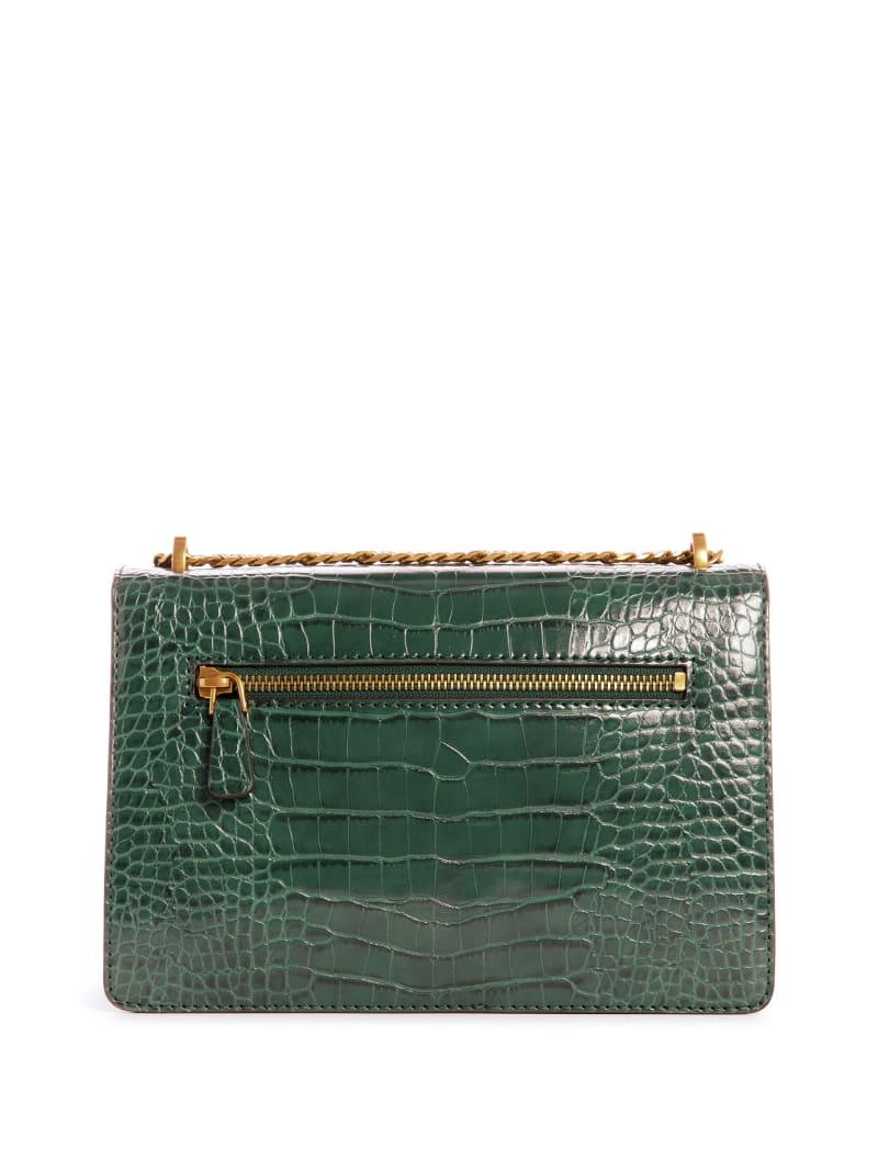 Green Women's Guess Katey Croc Convertible Crossbody Bags | 1458079-IN