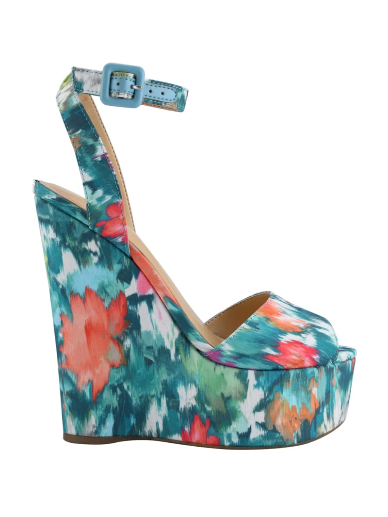 Green Women's Guess Taraji Printed Wedges | 9486153-MR