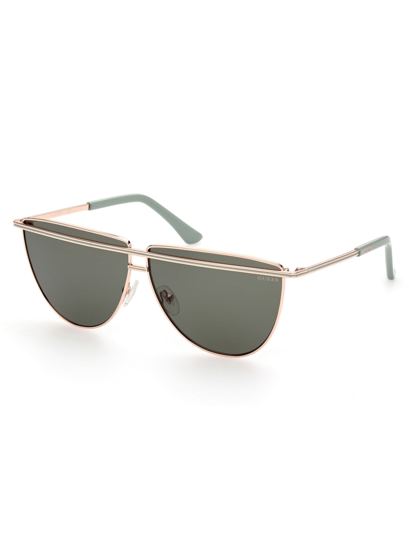 Green Women's Guess Top Bar Aviator Sunglasses | 6530874-OU