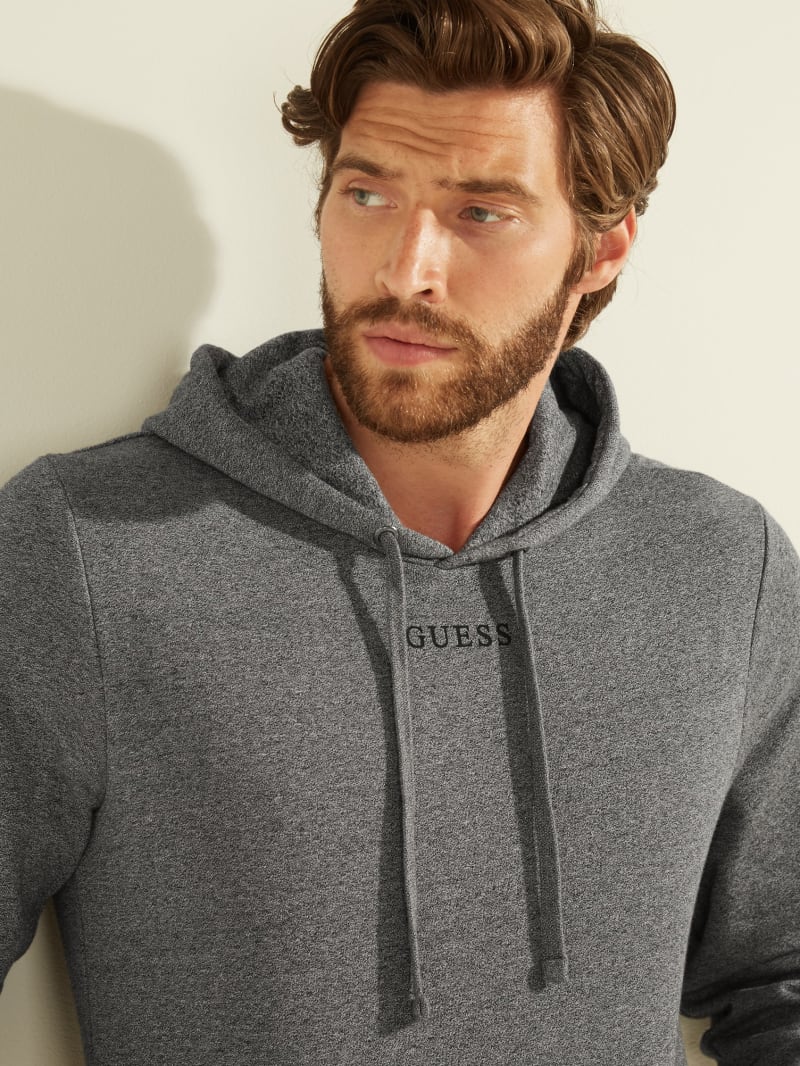 Grey Men's Guess Eco Roy Embroidered Logo Hoodie | 0418732-FA