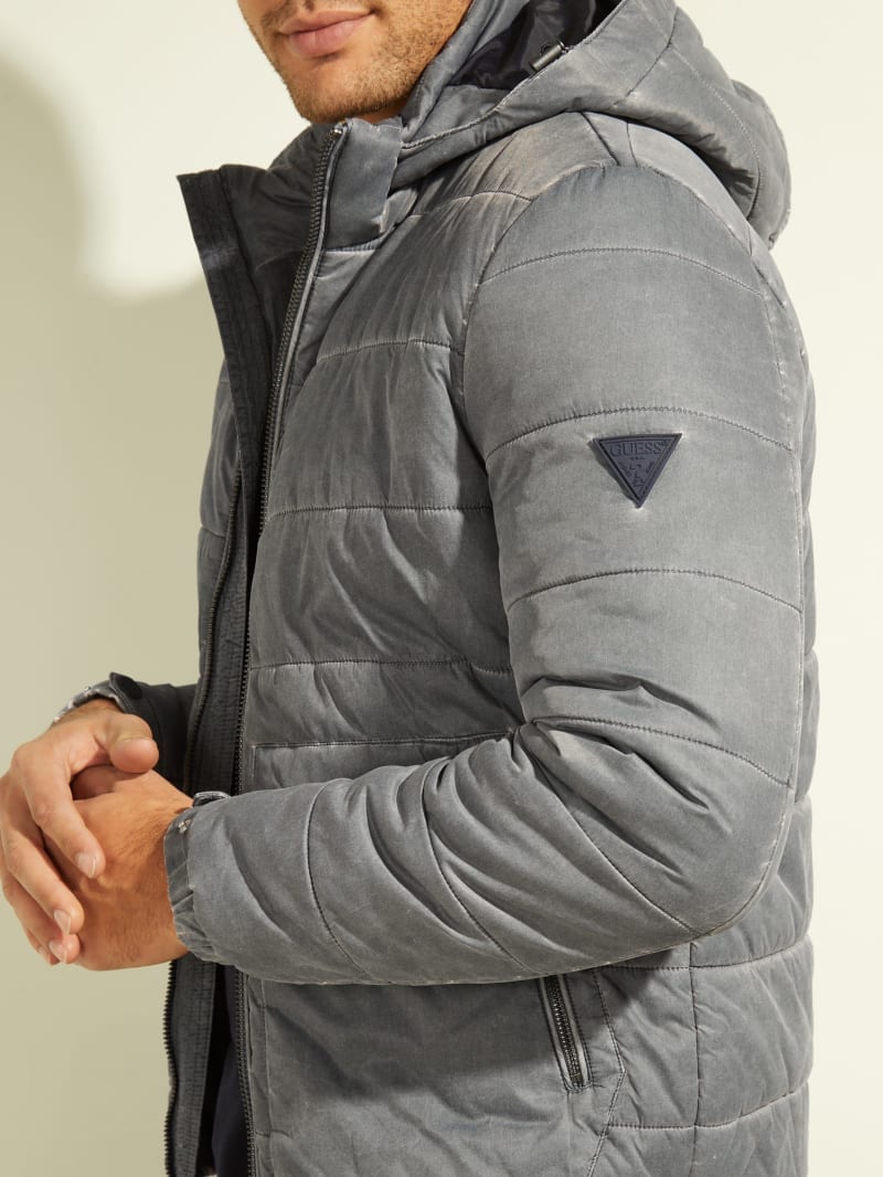 Grey Men's Guess Treated Puffer Jackets | 5967482-BC