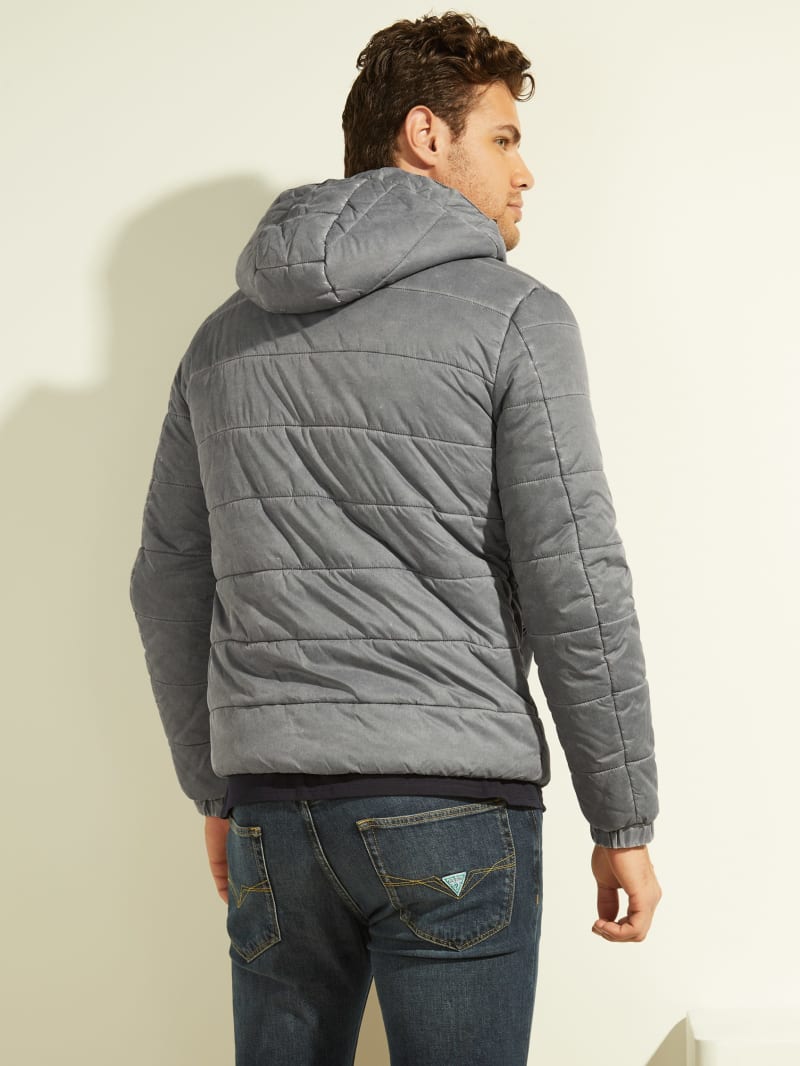 Grey Men's Guess Treated Puffer Jackets | 5967482-BC