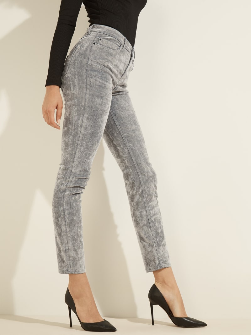 Grey Women's Guess 1981 Velvet Flocked Skinny Pants | 7904568-JD