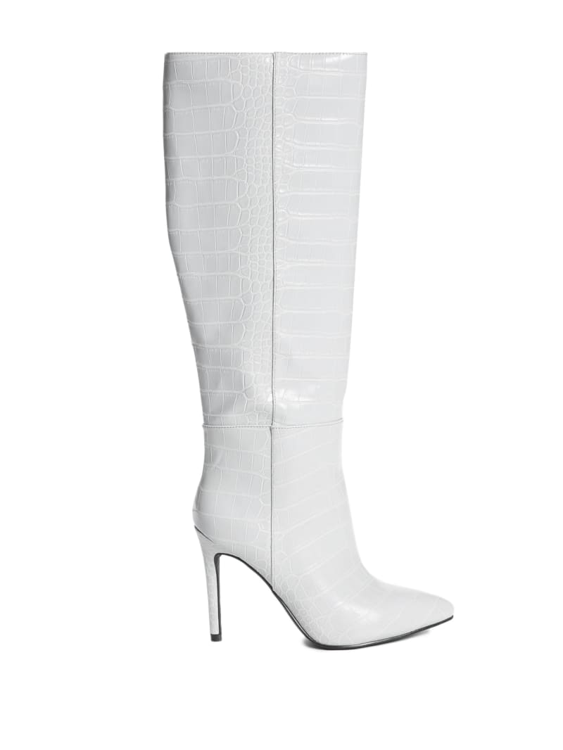 Grey Women's Guess Croc Knee-High Boots | 6827034-YB