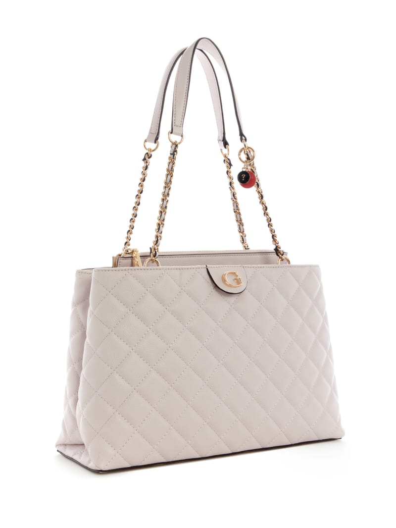 Grey Women's Guess Gillian Quilted High Society Satchel Bags | 7921650-BO