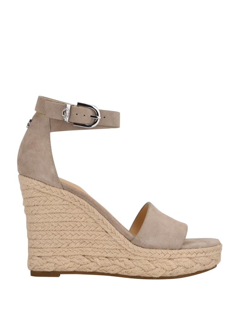 Grey Women's Guess Hidy Suede Espadrille Wedges | 3025971-EZ