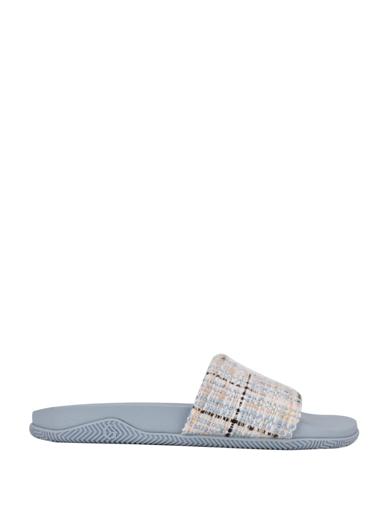 Grey Women's Guess Ravan Tweed Pool Sandals | 2134098-ZP