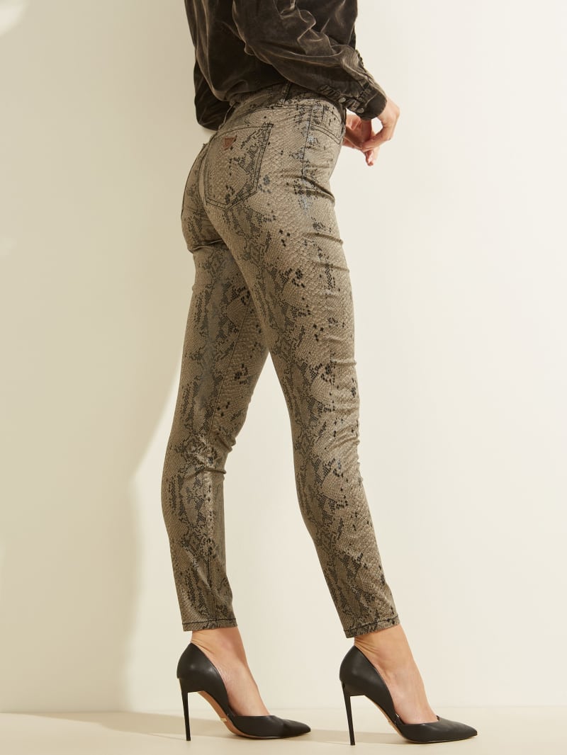 Grey Women's Guess Snake Print Skinny Pants | 7954618-YJ