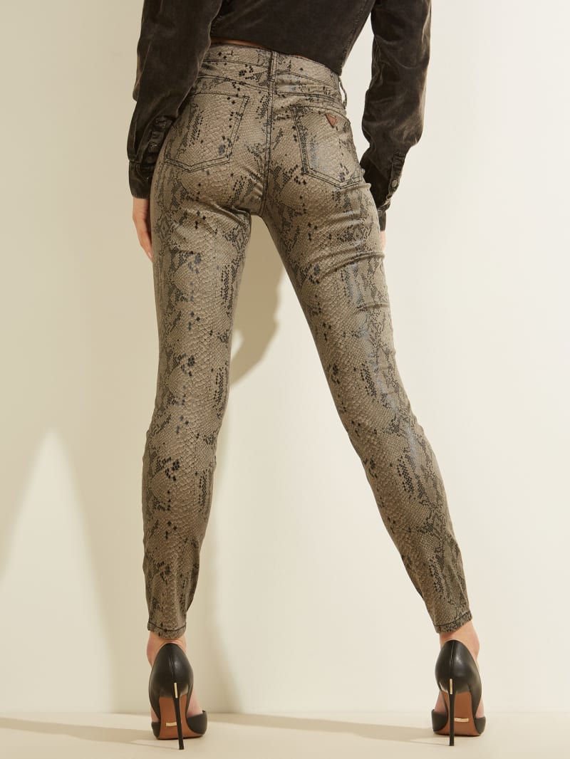 Grey Women's Guess Snake Print Skinny Pants | 7954618-YJ