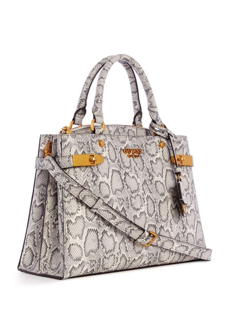 Grey Women's Guess Zadie Python Girlfriend Satchel Bags | 8492703-EW