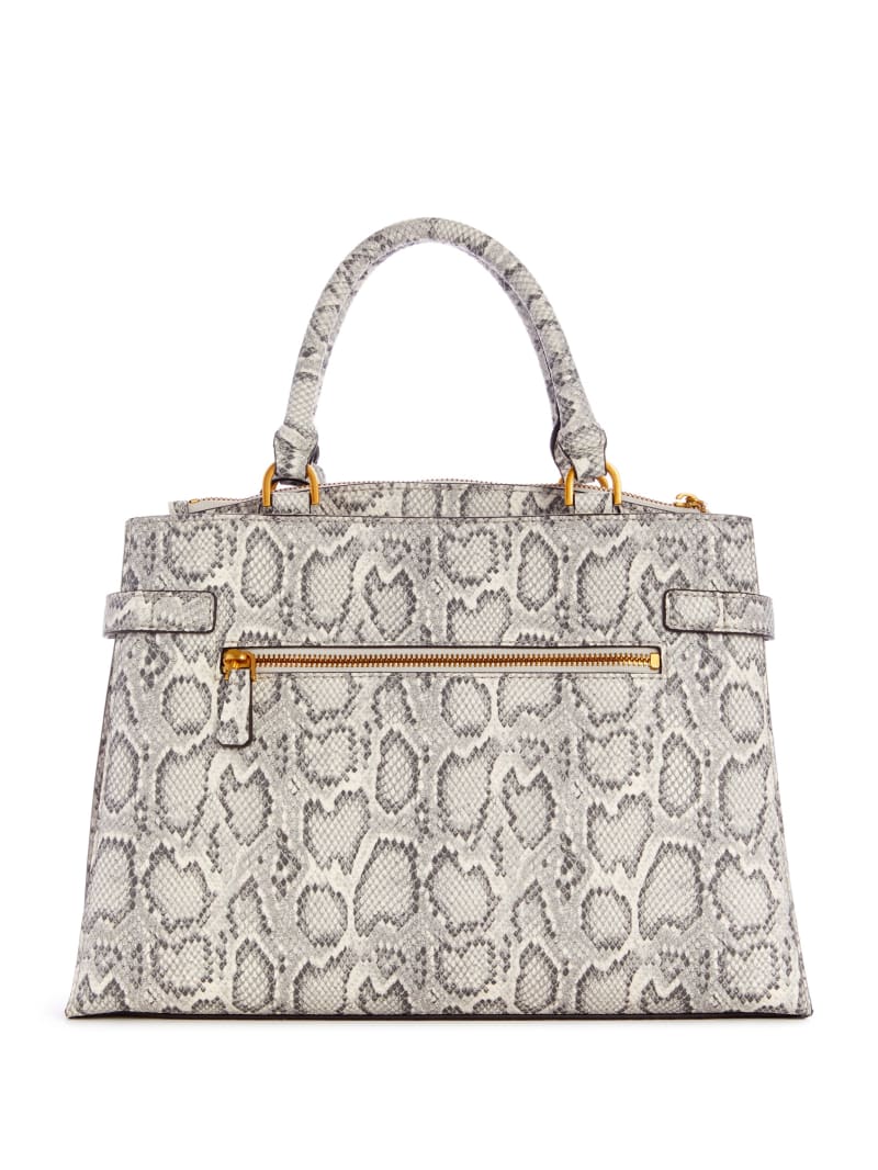 Grey Women's Guess Zadie Python Girlfriend Satchel Bags | 8492703-EW