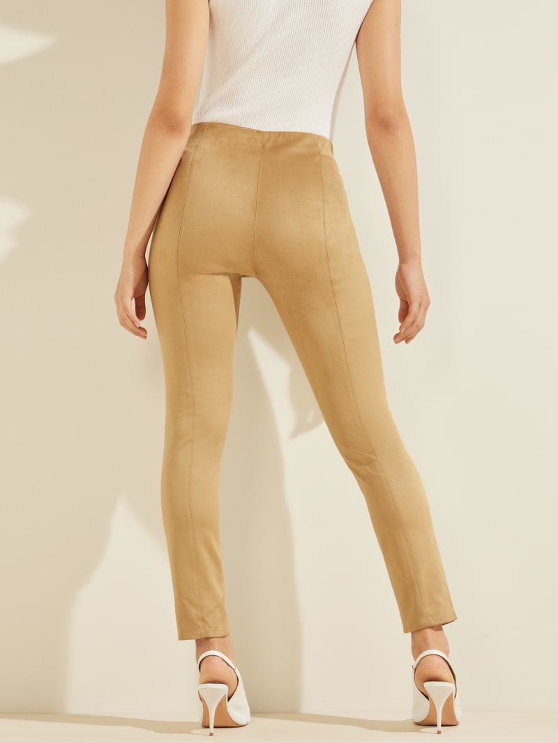 Khaki Women's Guess Maya Faux-Suede Leggings Pants | 4867523-ZI