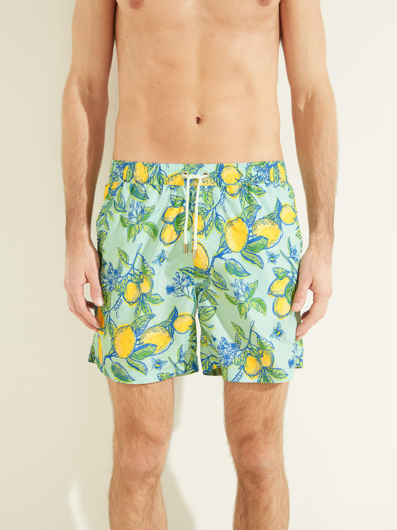 Lemon Men\'s Guess Fruit Woven Swim Trunks Swimwear | 8142056-HN