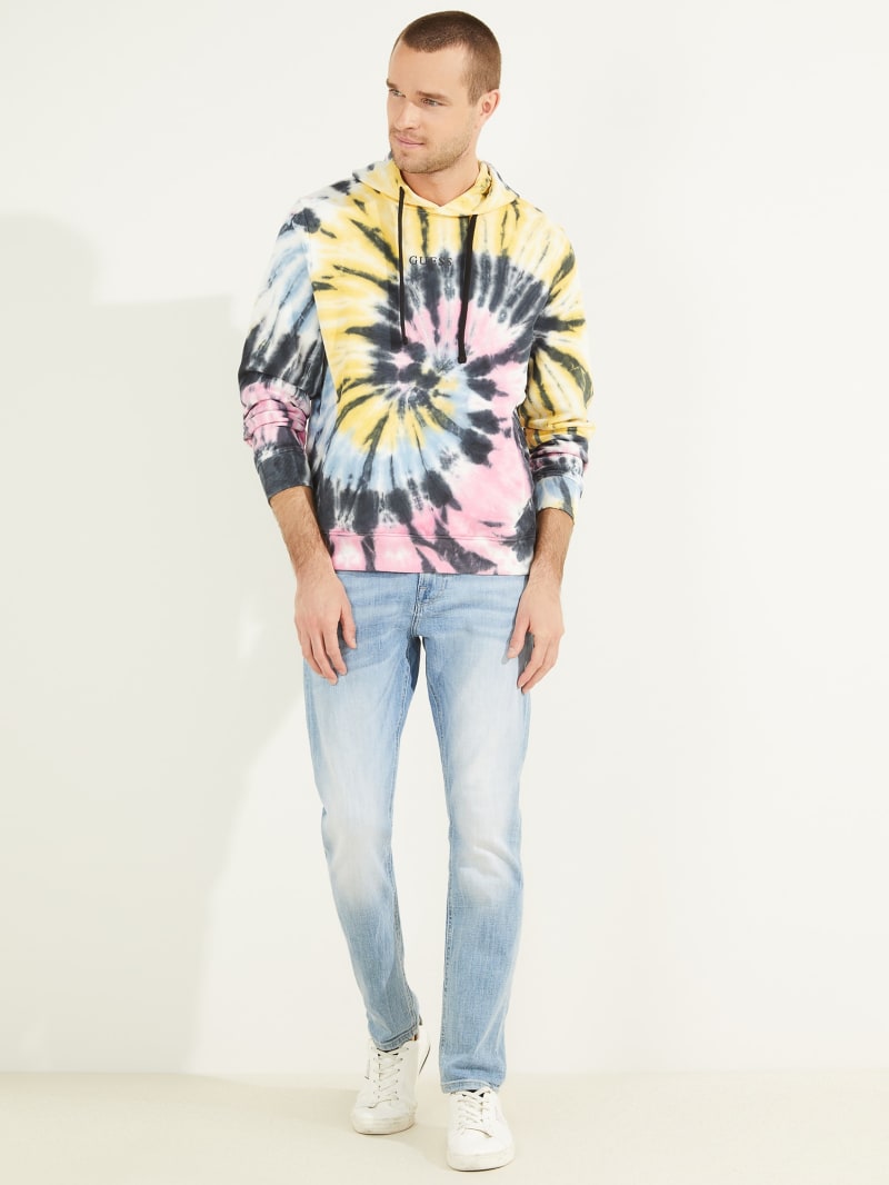 Lemon White Men's Guess Spiral Tie-Dye Hoodie | 6584279-ML