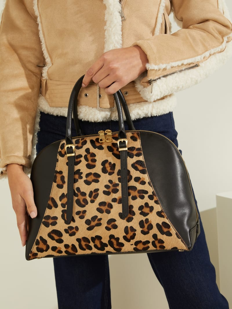 Leopard Women's Guess Lady Luxe Leather Dome Tote Bags | 5073921-NQ