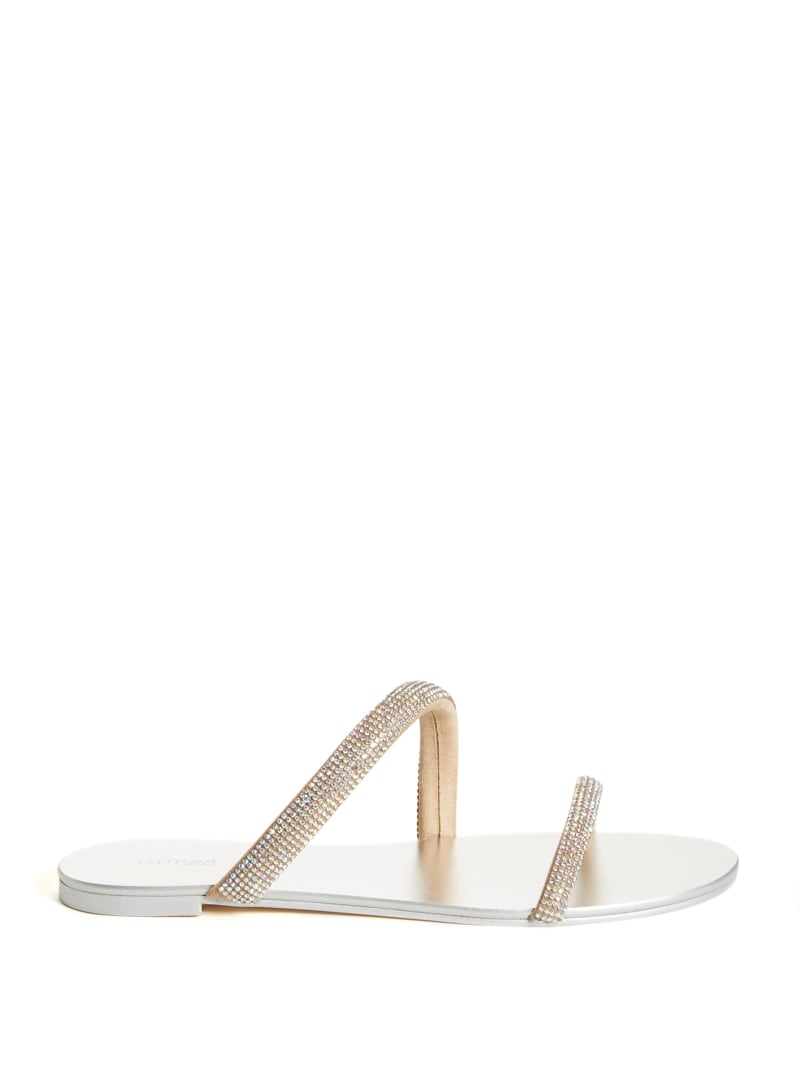 Light Beige Women's Guess Nerica Metallic Slides | 2607498-CG